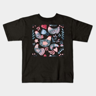 Simple Scandinavian style Chicken pattern Kids T-Shirt